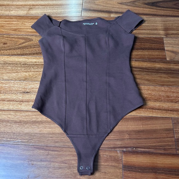 Abercrombie & Fitch Soft A&F Collection Brown Off-Shoulder Bodysuit XS - Picture 1 of 7